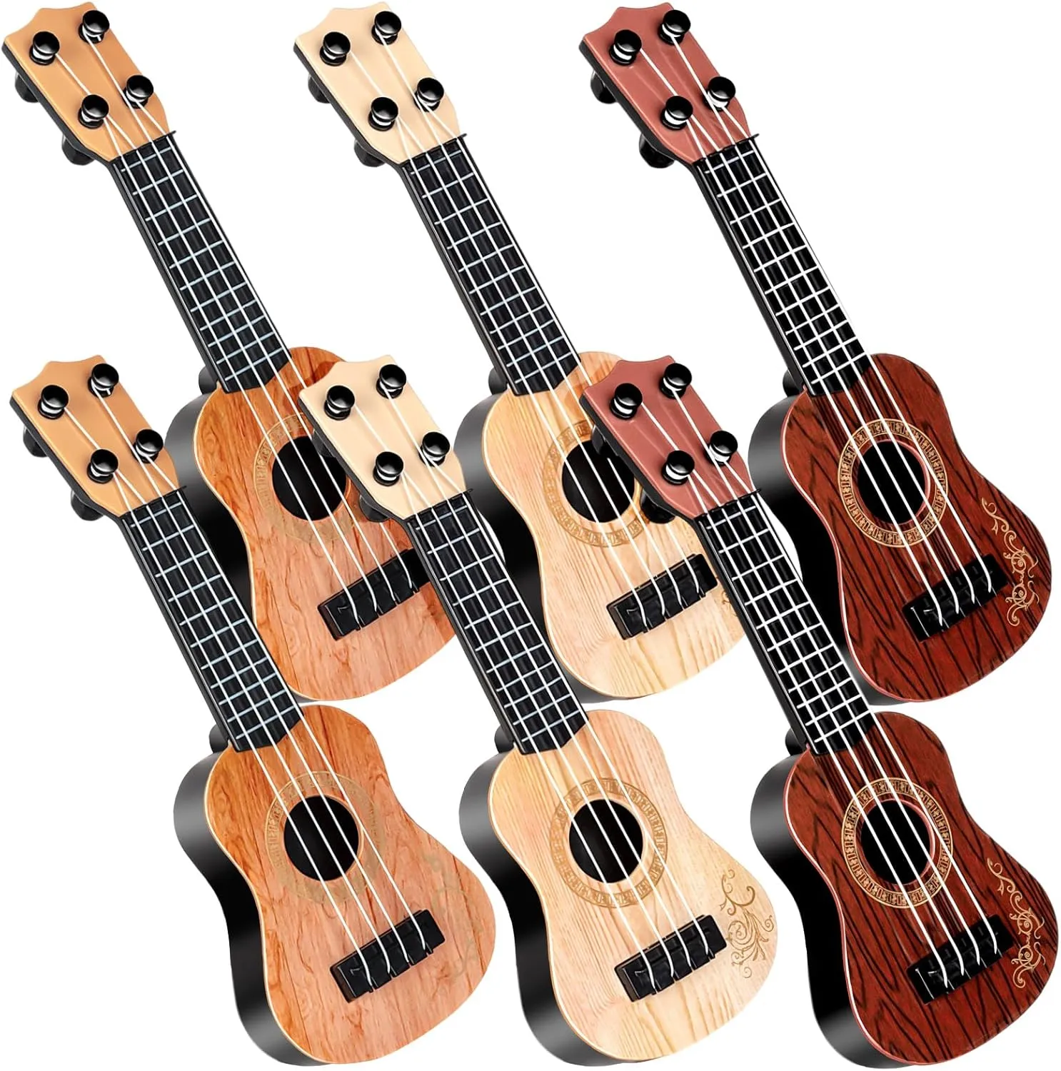 10 Inch Kids Toy Guitar 6 Pcs Mini Toddler Guitars 4 Strings Guitar Ukulele Educational Learning Toy for Toddler Beginner