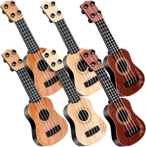 10 Inch Kids Toy Guitar 6 Pcs Mini Toddler Guitars 4 Strings Guitar Ukulele Educational Learning Toy for Toddler Beginner
