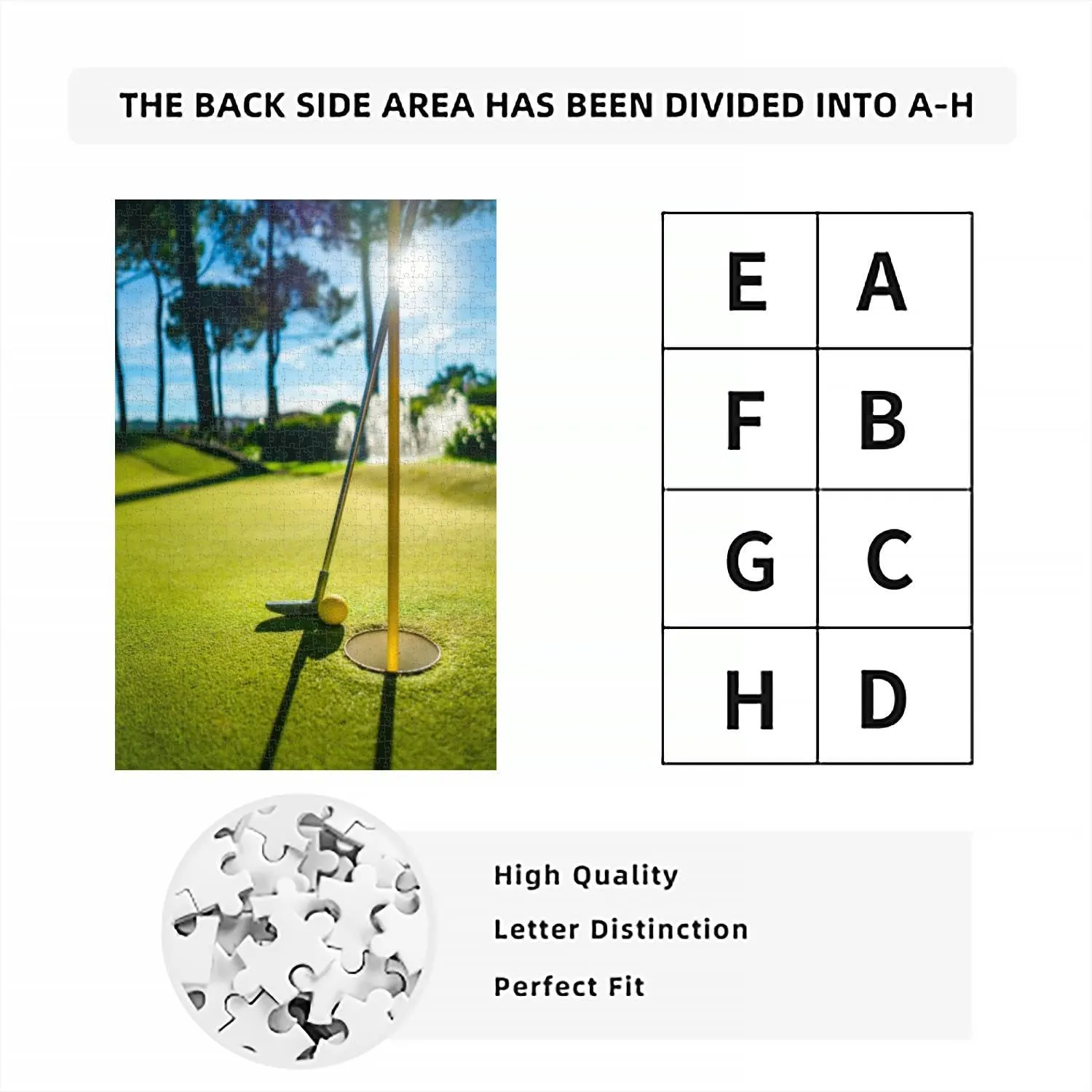 1000 Piece Puzzle for Adults Jigsaw Puzzles 1000 Pieces Hard Challenging Difficult Family Cool Large Mini Golf Yellow Ball a bat Near The Hole at Sunset Puzzles for Adults