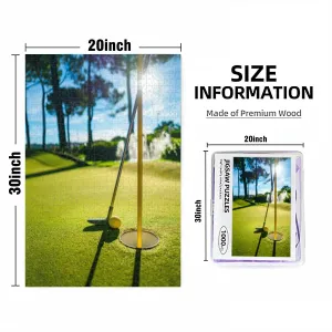 1000 Piece Puzzle for Adults Jigsaw Puzzles 1000 Pieces Hard Challenging Difficult Family Cool Large Mini Golf Yellow Ball a bat Near The Hole at Sunset Puzzles for Adults