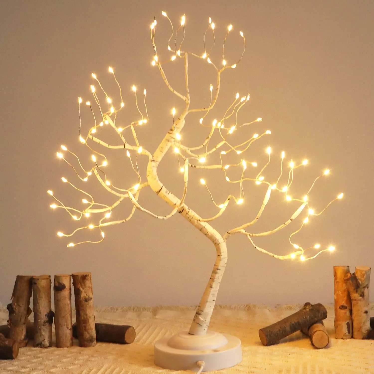 108 LED Birch Tree Light Tabletop Bonsai Fairy Tree Lamp, 8 Lighting Modes & Timer & Battery/USB Operated, Party Wedding Holiday Festival Christmas Decoration, Warm White
