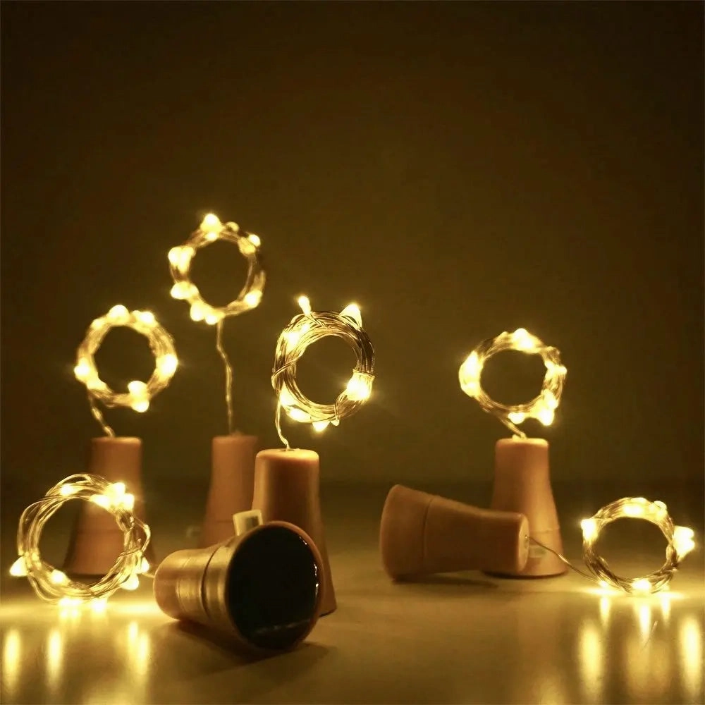 10/20 LEDs Solar Wine Bottle String Lights Cork Shape Fairy Lights for Christmas Wedding Party Garden Decor