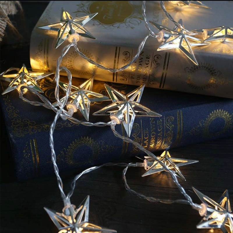 10 LED Fairy Light Chain Stars in Silver or Gold Lexi Lighting - LL001BOD-19-20