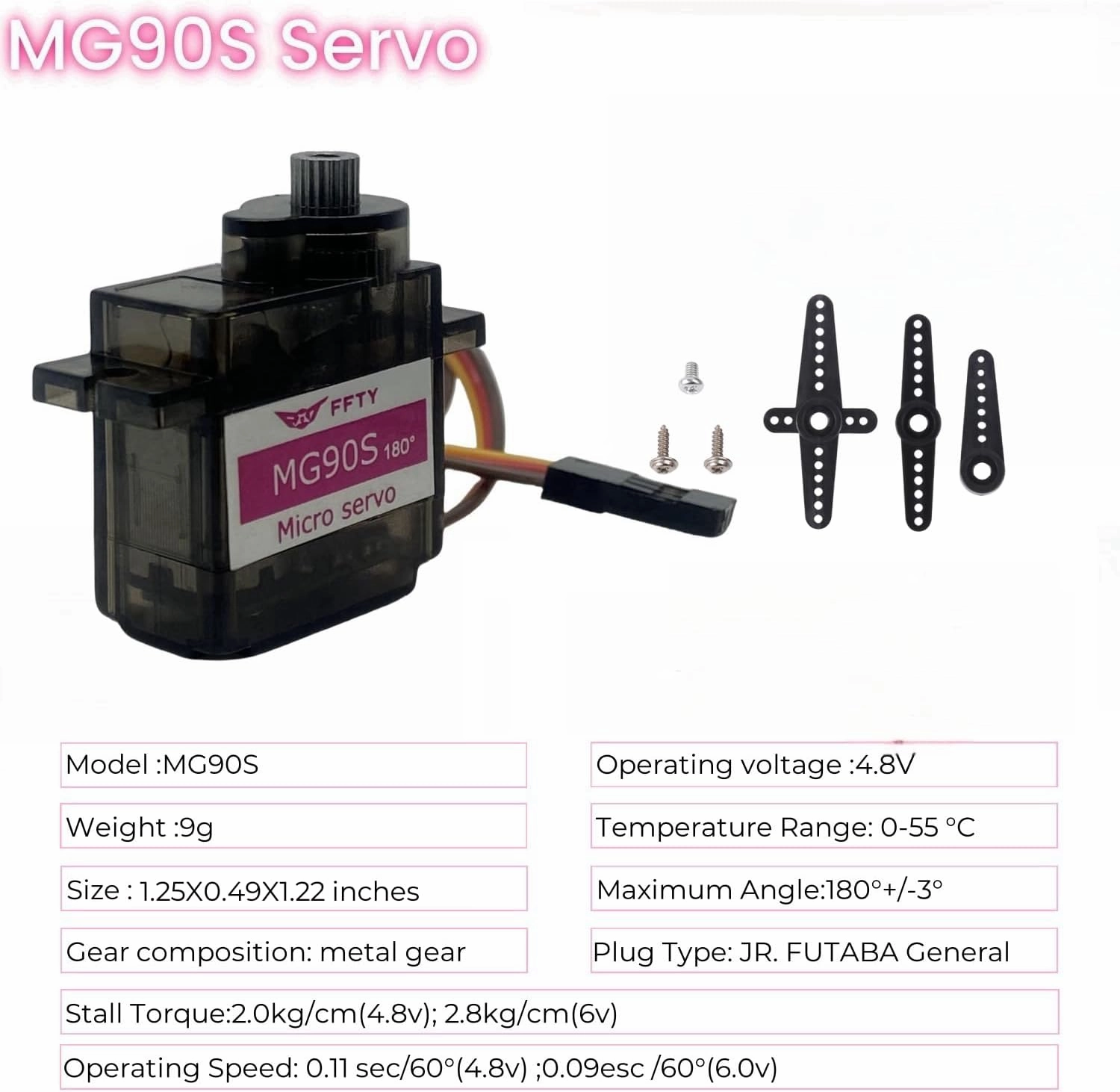 10 Pcs MG90S Servo Motor-Metal Gear 9g Micro Servo for RC Car Robot Helicopter, Mini Servos for Arduino Project(10pcs MG90S)