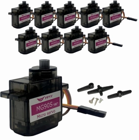 10 Pcs MG90S Servo Motor-Metal Gear 9g Micro Servo for RC Car Robot Helicopter, Mini Servos for Arduino Project(10pcs MG90S)