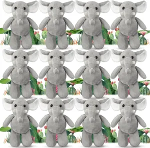 12 Pcs Small 6 Inch Elephant Stuffed Animals Soft Cute Elephant Plush Toy for Boys Girls Baby Shower Decorations Birthday Party Supplies
