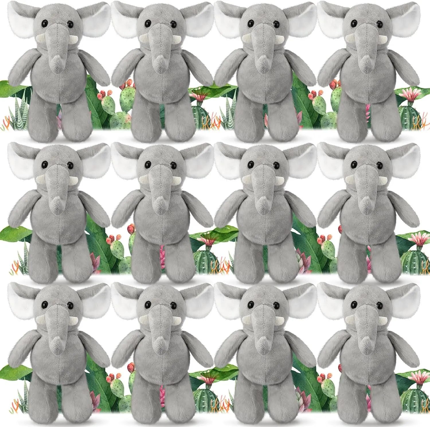 12 Pcs Small 6 Inch Elephant Stuffed Animals Soft Cute Elephant Plush Toy for Boys Girls Baby Shower Decorations Birthday Party Supplies