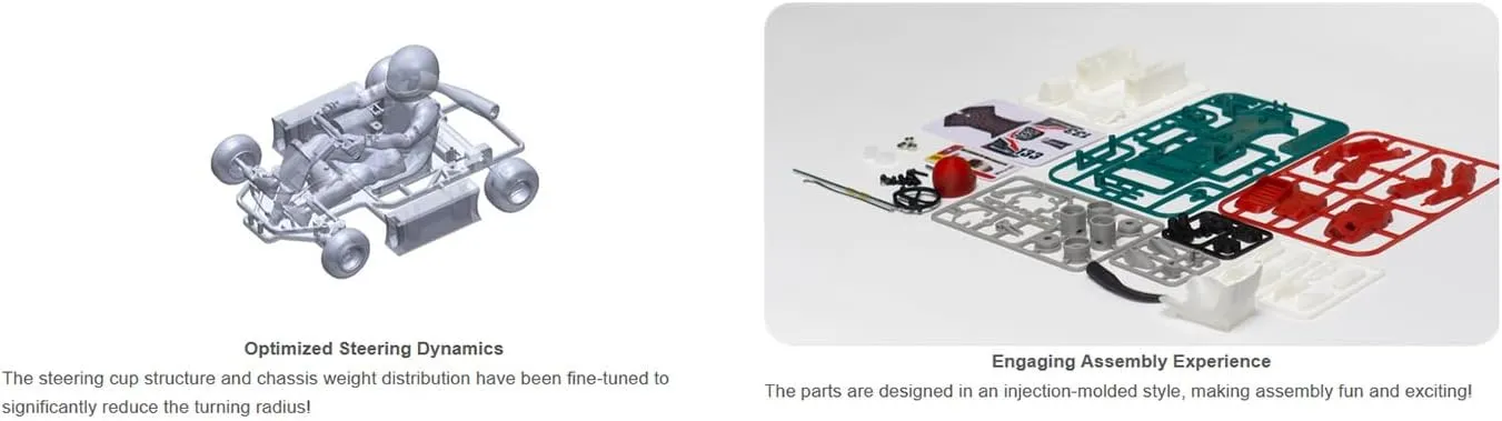 1/32 RC Drift Car RC Kart, 2.4G Remote Control Kart Assembly Model Kit Without Remote Control and Receiver, RC Drift Kart Mini RC Car 3D Puzzle Kit for Adults, RC Racing Car Gift