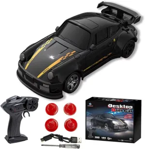 1/64 Scale Drift RC Car, 2.4Ghz Desktop Mini Racing Drift Remote Contrl Car Model, Adjustable Sports Vehicle Hobby Gift for Adults
