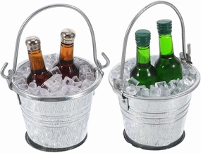 1:12 Scale Dollhouse Decor Miniature Beer Set - 2 Sets, Silver Stainless Steel Bar Theme