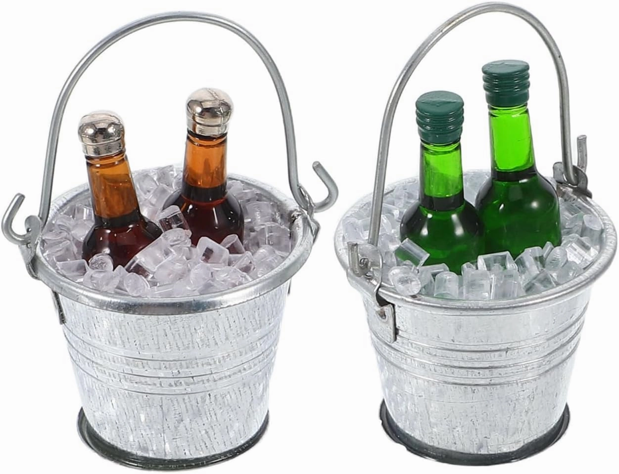 1:12 Scale Dollhouse Decor Miniature Beer Set - 2 Sets, Silver Stainless Steel Bar Theme