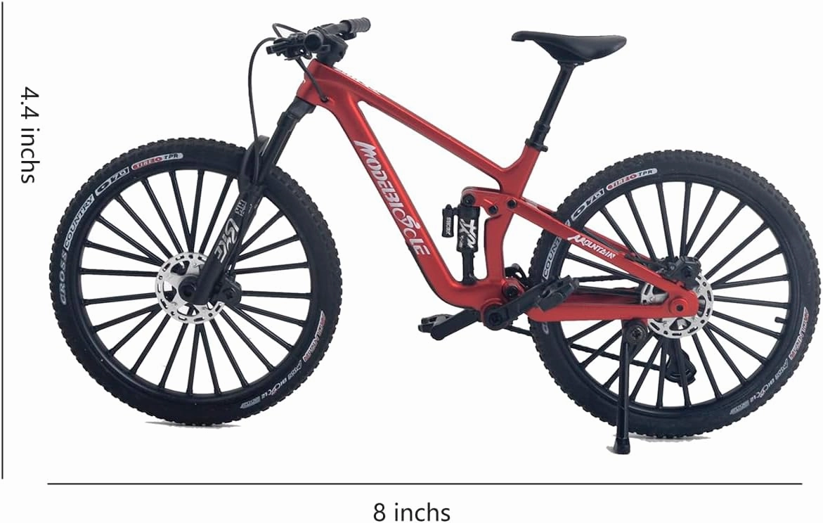 1:8 Scale Alloy Mountain Bike Toy Downhill Mini Bicycle Model DS Cake Topper DF Toy Desktop Decoration Crafts for Cycling Lovers Bike Racers Athletes Children Boys and Girls (Red)