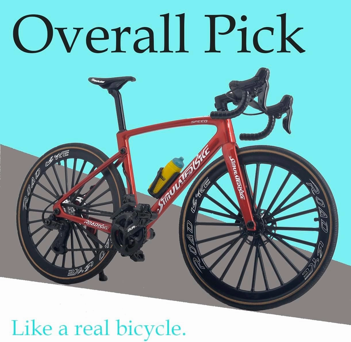 1:8 Scale Alloy Racing Bike Toy Bicycle Model Road Bike Toy Road Bike Miniature Cake Topper Desktop Decoration Crafts for Cycling Lovers Bike Racers Athletes Children (Black)