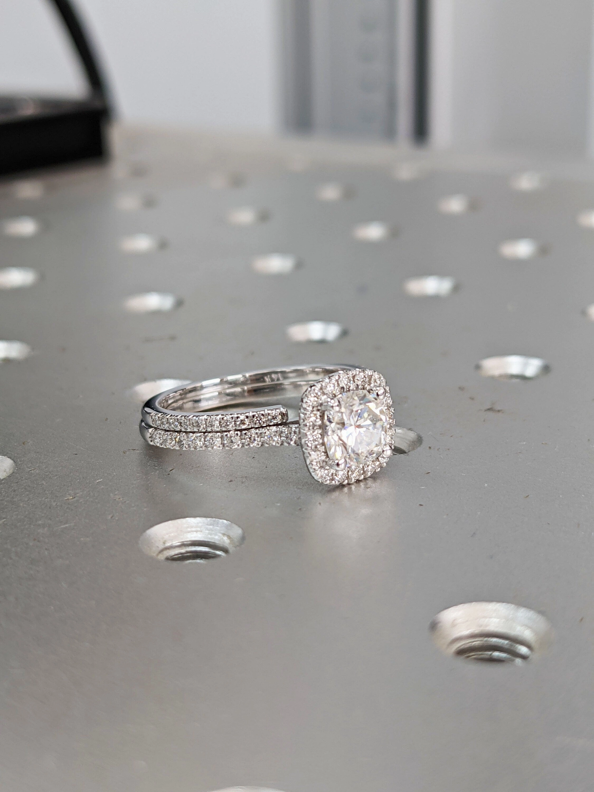 1 ct. Cathedral Colorless Moissanite Ring/ Cushion Cut Moissanite Engagement Ring/ Half Eternity Wedding Promise Ring/ Moissanite Halo Ring