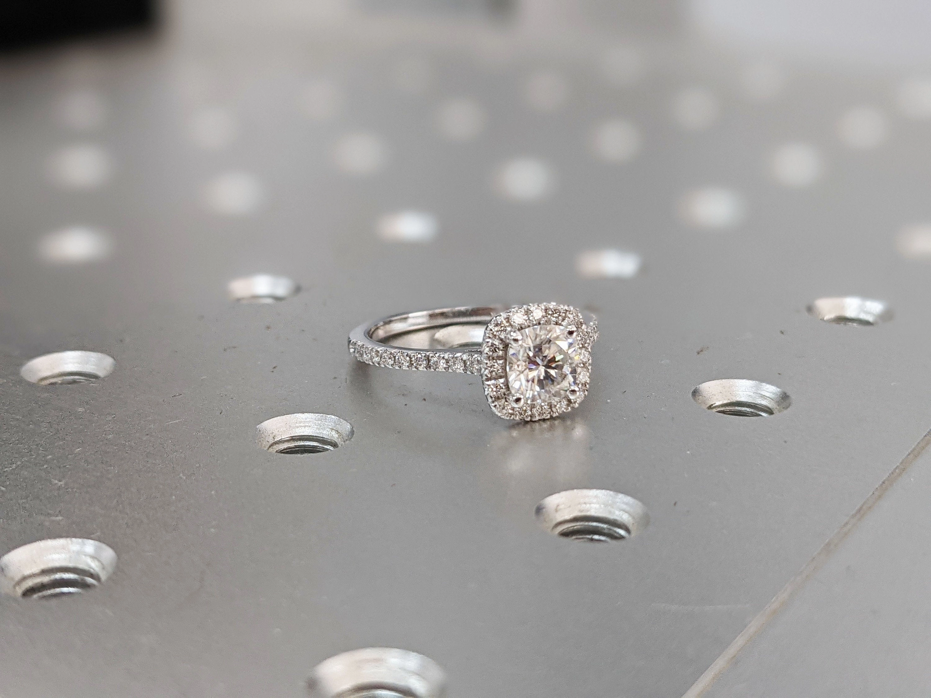 1 ct. Cathedral Colorless Moissanite Ring/ Cushion Cut Moissanite Engagement Ring/ Half Eternity Wedding Promise Ring/ Moissanite Halo Ring