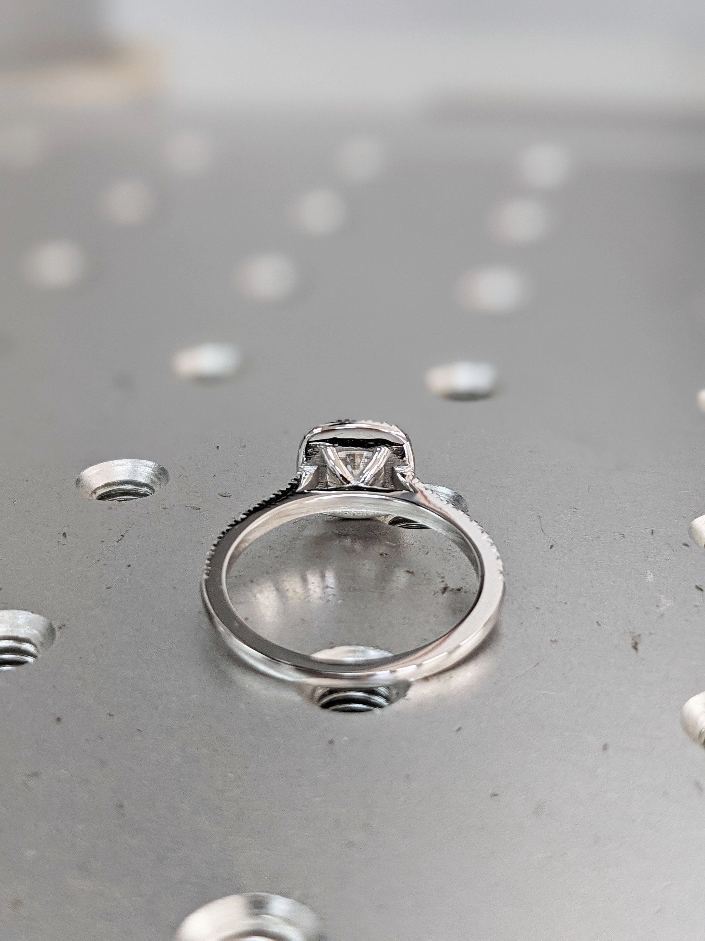 1 ct. Cathedral Colorless Moissanite Ring/ Cushion Cut Moissanite Engagement Ring/ Half Eternity Wedding Promise Ring/ Moissanite Halo Ring