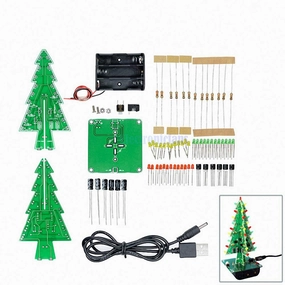 1Set 3D Christmas Tree LED DIY Kit Red/Green/Yellow LED Flash Circuit Kit Electronic Fun Suite Christmas Gift