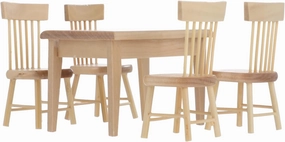 1set Mini Dollhouse Furniture Set Oak Table Chairs Realistic Miniature Accessories for Home Decoration Photography Prop and Creative
