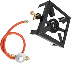 1Set Portable Propane Stove Cast Iron Burner with Heat Regulator for Outdoor Camping Hiking and Family Cooking Durable Outdoor Cooking Equipment