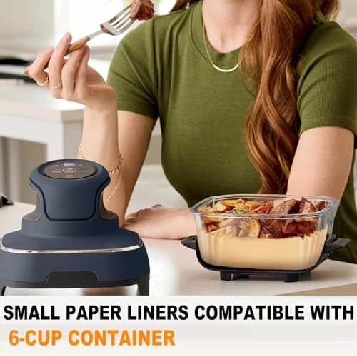 200PCs Air Fryer Paper Liners for Ninja Crispi FN101GY/FN101SG/FN101ST,Non-Stick Square Glass Air Fryer Disposable Accessories, 100pcs Large for 4-QT & 100pcs Small for 6-Cups Container