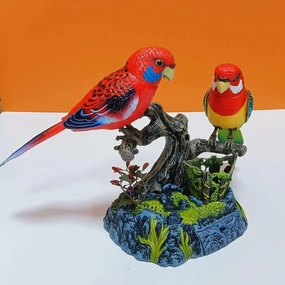 2023 New Electric Battery Operated Control Voice Parrots - Vivid Voice-Activated Chirping Fluttering Birds Toys, Cute Electronic Pets Simulation Birds, Realistic Parakeet for Garden, Home (Z - Both)