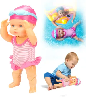 2025 New Packaging Swimming Baby Doll，Waterproof Swimmer Dolls，Backstroke Electric Water Baby for Pool，Anticipated Water Recreation Toys (Transparent-Box Packaging)