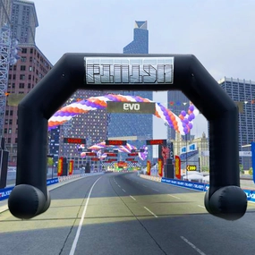 20ft Start Finish Line Inflatable Arch Black with Powerful Blower, Hexagon Inflatable Archway for Race Outdoor Advertising Commerce