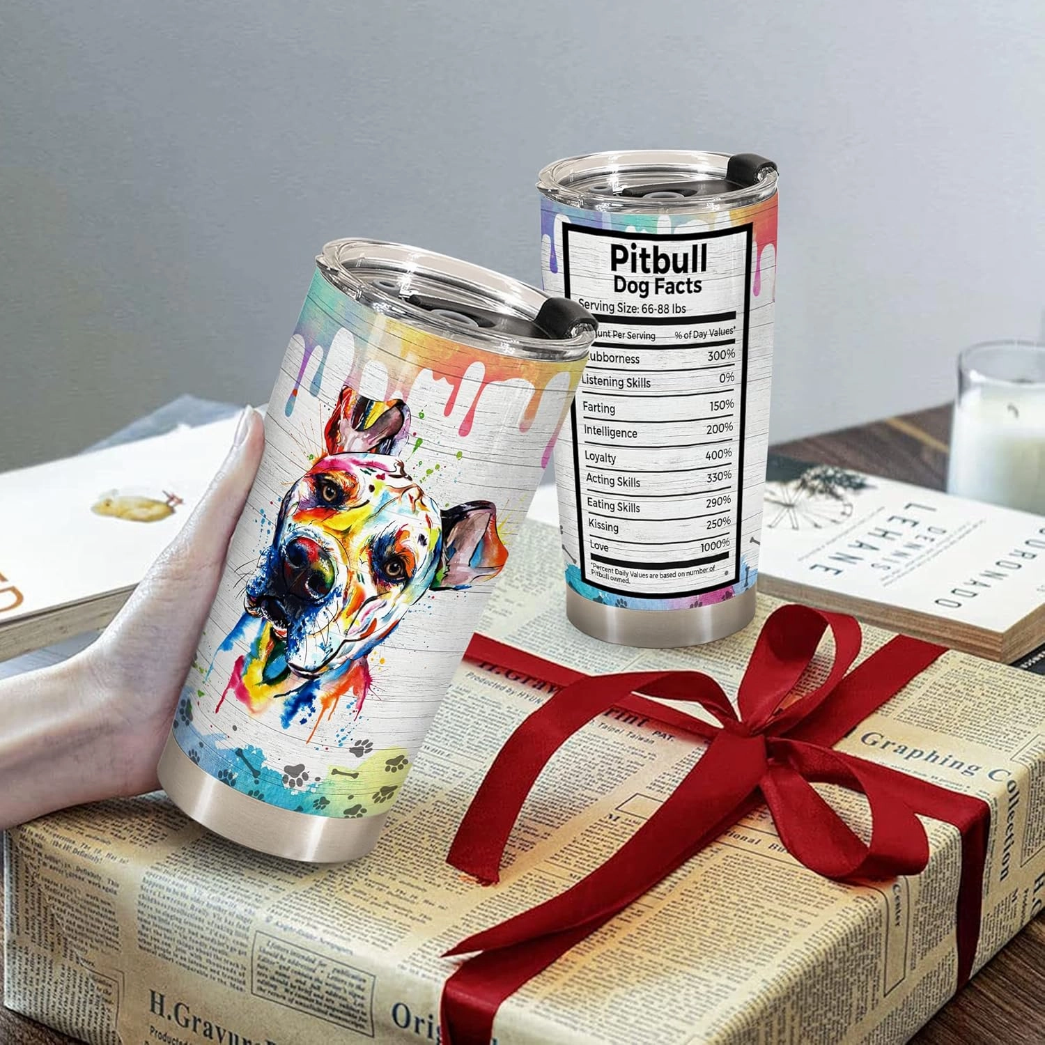 20oz Tumbler Cup for Pitbull Lovers – Funny and Unique Gift for Pitbull Mom or Dad – Ideal Birthday, Mothers Day, Fathers Day Gift for Dog Owners and Pet Lovers