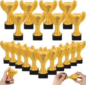 24 Pcs Relief Stress Appreciation Gift for Team, Employee Squeeze Trophy Inspirational Mini Trophy Stress Ball Bulk Recognition Award for Coworker Staff Team Teacher Nurse Doctor Graduation