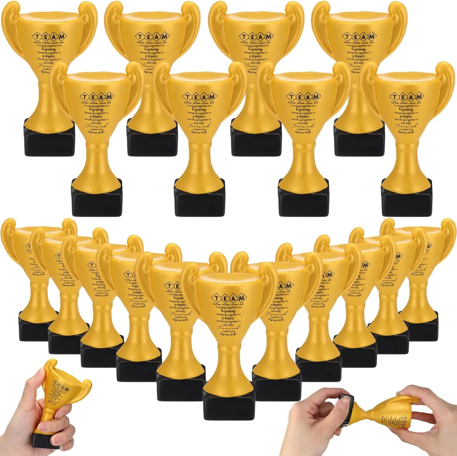 24 Pcs Relief Stress Appreciation Gift for Team, Employee Squeeze Trophy Inspirational Mini Trophy Stress Ball Bulk Recognition Award for Coworker Staff Team Teacher Nurse Doctor Graduation