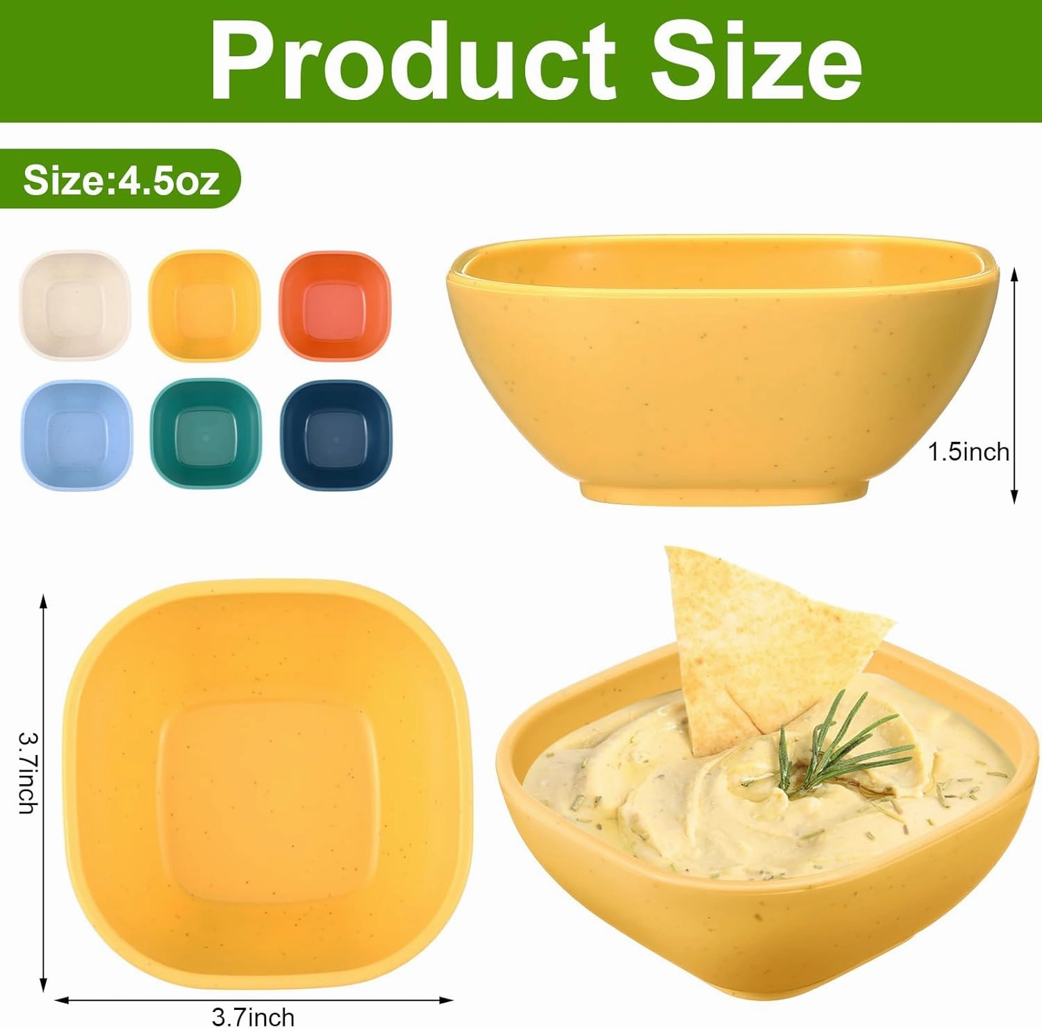 24 Pack 4.5 oz Small Dessert Bowls Wheat Straw Soy Sauce Dishes 3.7 x 3.7 x 1.5 Unbreakable Dipping Saucers Dipping Sauce Bowls Mini Prep Saucer for Side Dish Ketchup Soy Dessert Snack(Dark Color)