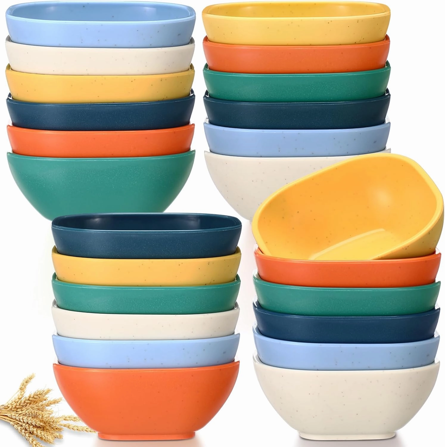 24 Pack 4.5 oz Small Dessert Bowls Wheat Straw Soy Sauce Dishes 3.7 x 3.7 x 1.5 Unbreakable Dipping Saucers Dipping Sauce Bowls Mini Prep Saucer for Side Dish Ketchup Soy Dessert Snack(Dark Color)