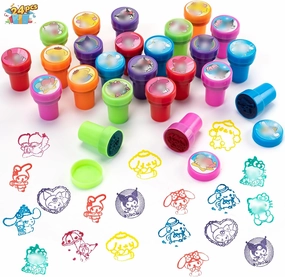 24 Pcs Anime S-anrioThemed Stampers - 12 Styles x 2Pcs Assorted Stampers for Stocking Stuffer Goodie Bag Prizes Classroom Rewards Pinata Filler Arts and Crafts for Birthday Party Favors(Sanri)