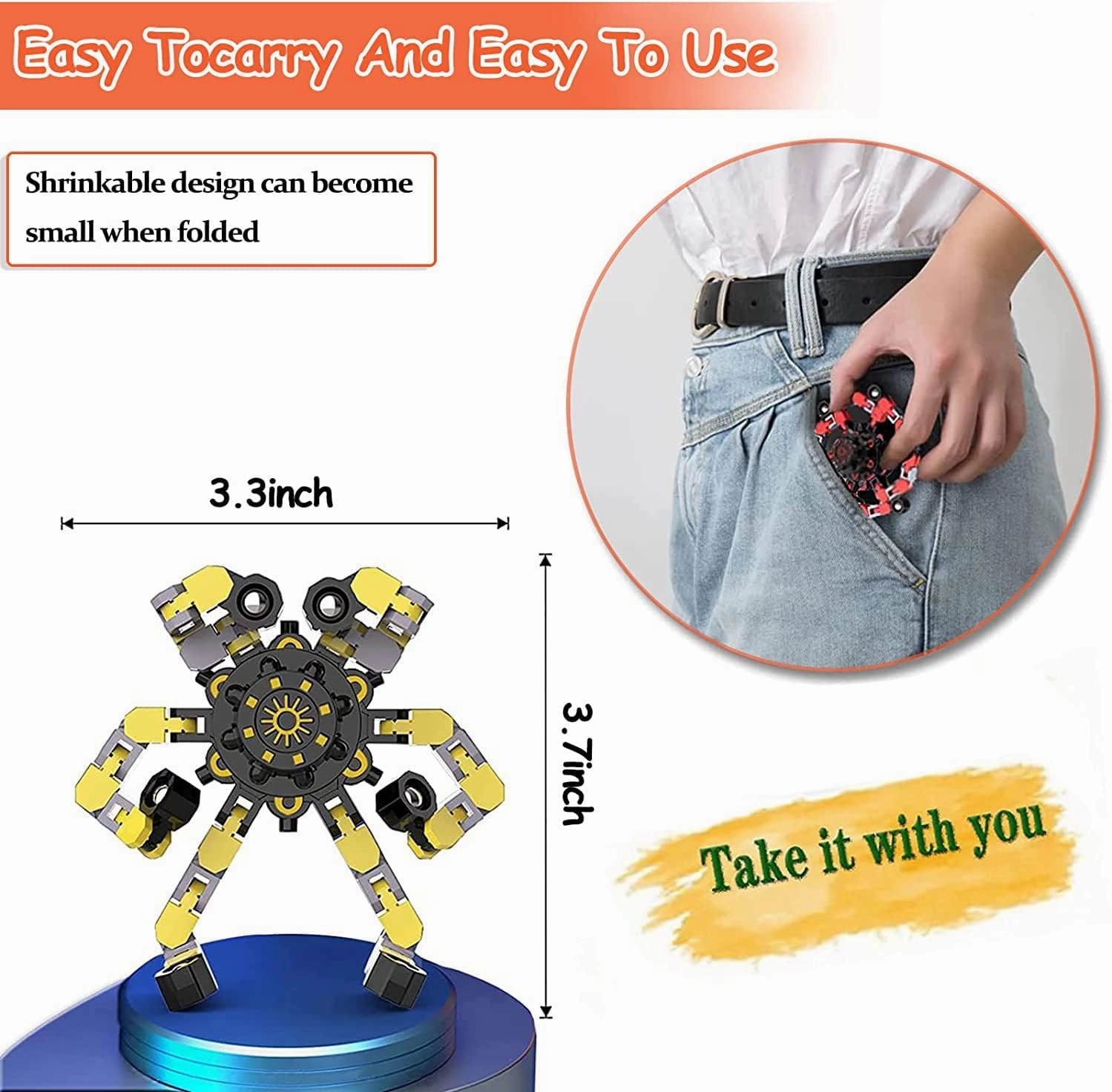 24 PcsTransformable Fidget Spinners for Kids and Adults Stress Relief Sensory Toys for Boys and Girls Fingertip Gyros for Party Favors Easter Gifts for Kids, Classroom Prize Stocking Stuffers