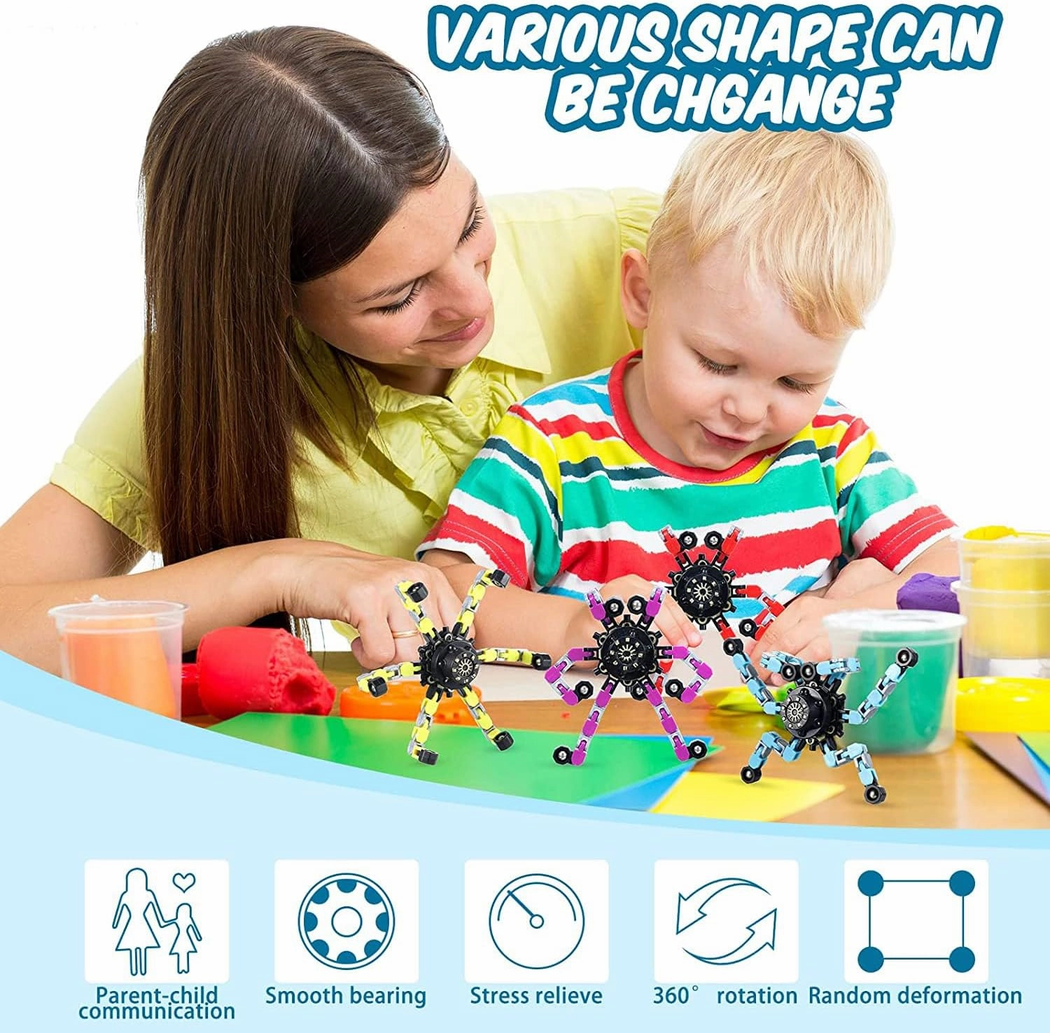 24 PcsTransformable Fidget Spinners for Kids and Adults Stress Relief Sensory Toys for Boys and Girls Fingertip Gyros for Party Favors Easter Gifts for Kids, Classroom Prize Stocking Stuffers