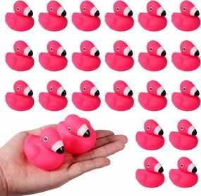 24pcs Flamingo Rubber Duck, Cute Float Rubber Pink Ducks Bulk Bathtub Duckies Bath Toys for Shower Birthday Party Favors Home Decoration