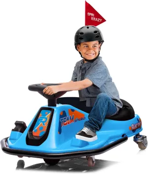 24V Electric Drifting Go Kart for Kids with High/Low Speed, 360 Degrees Rotating Ride On Drift Car, Ride On Drift Car Toys Vehicles, Crazy Cart for Kids 6-12 Years Old, Blue