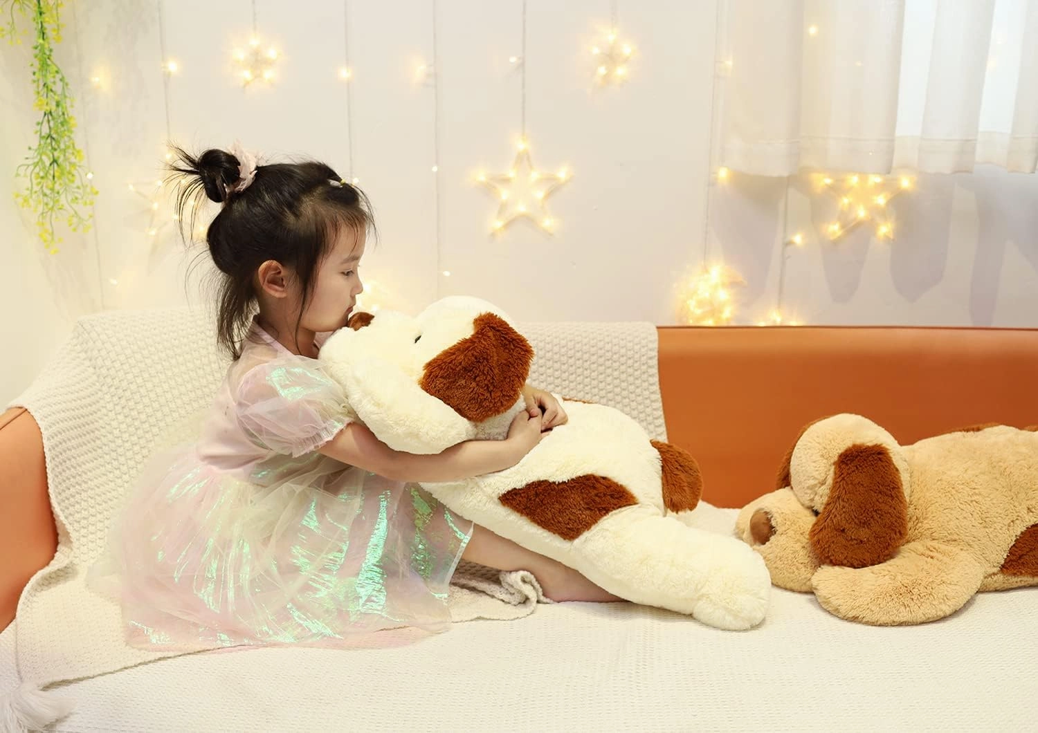26.8 inch Large Dog Weighted Stuffed Animals, 5 lb Weighted Plush Animal, Cute Plush Toy Pillow, Gifts for Adults, Kids, Boys and Girls(White)