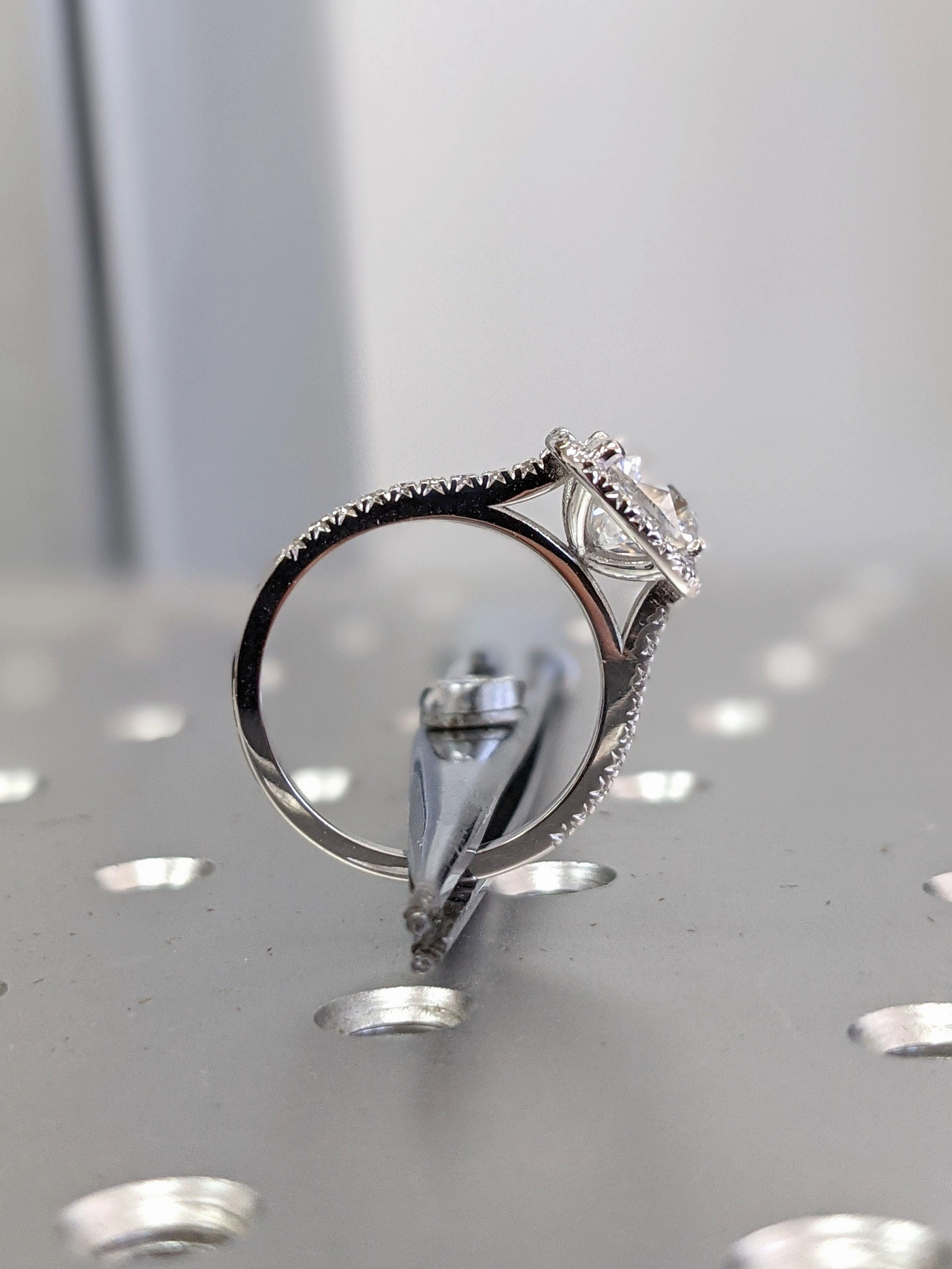 2.5 Carat Cushion Cut Halo Moissanite Engagement Ring 14k White Gold, Genuine ISRAEL Hallmark Wedding Ring Moissanite Halo