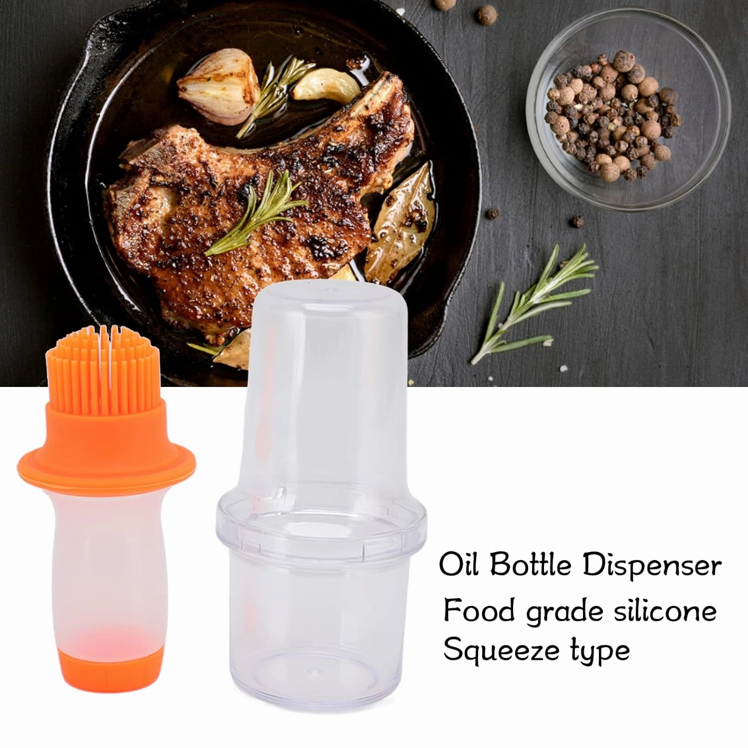 2 in 1 Portable Silicone Oil Bottle Brush with Lid (1 Set)