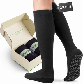 2 Pairs Compression Socks for Women, Compression Stockings Pregnancy for Leg Discomfort, Sitting, Anti-slip