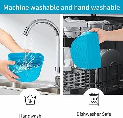 2 PCs 6-8 Quarts Silicone Crock Pot Divider Insert Oval, Reusable Slow Cooker Liners for Hamilton Beach, KitchenAid or any other Crockpot Liners, Dishwasher Safe, Leak Proof, Easy Clean (Grey Blue)
