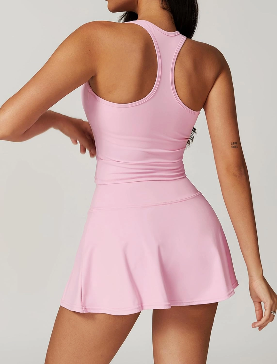 2 Piece Tennis Dresses for Women Padded Side Slit Mini Tennis Skirt Sets Athletic Workout Dress Tank Top Golf Outfits