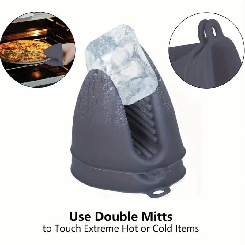2-Pieces: Silicone Oven Mitts and Pot Holders Set