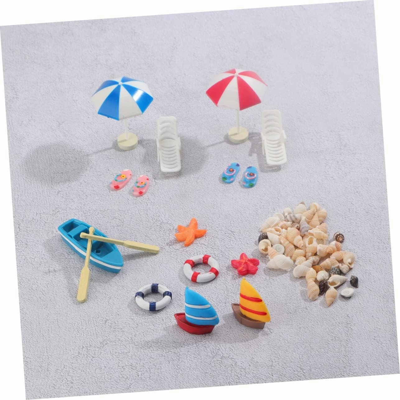 2 Sets Mini Beach Decorations Ornaments for Miniature Beach Accessories Mini Beach Ornaments House Accessories Wooden