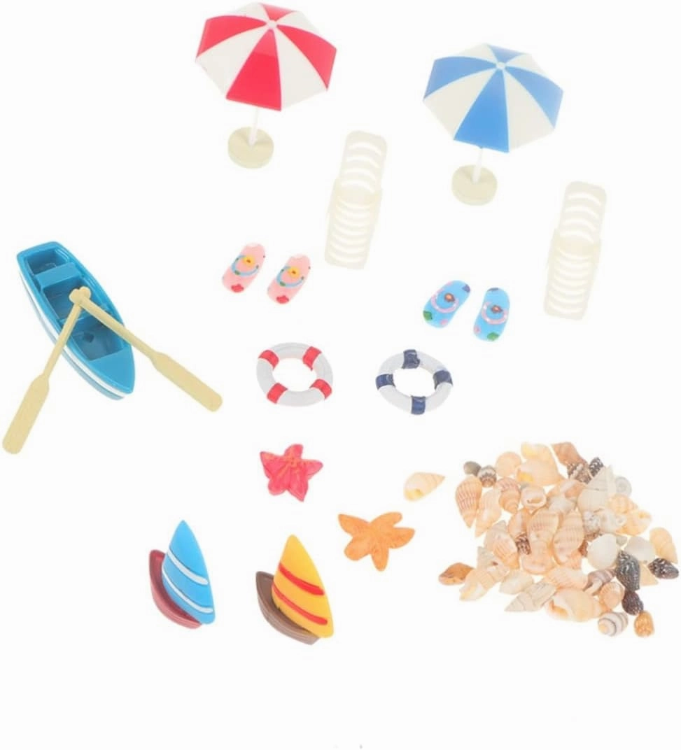 2 Sets Mini Beach Decorations Ornaments for Miniature Beach Accessories Mini Beach Ornaments House Accessories Wooden