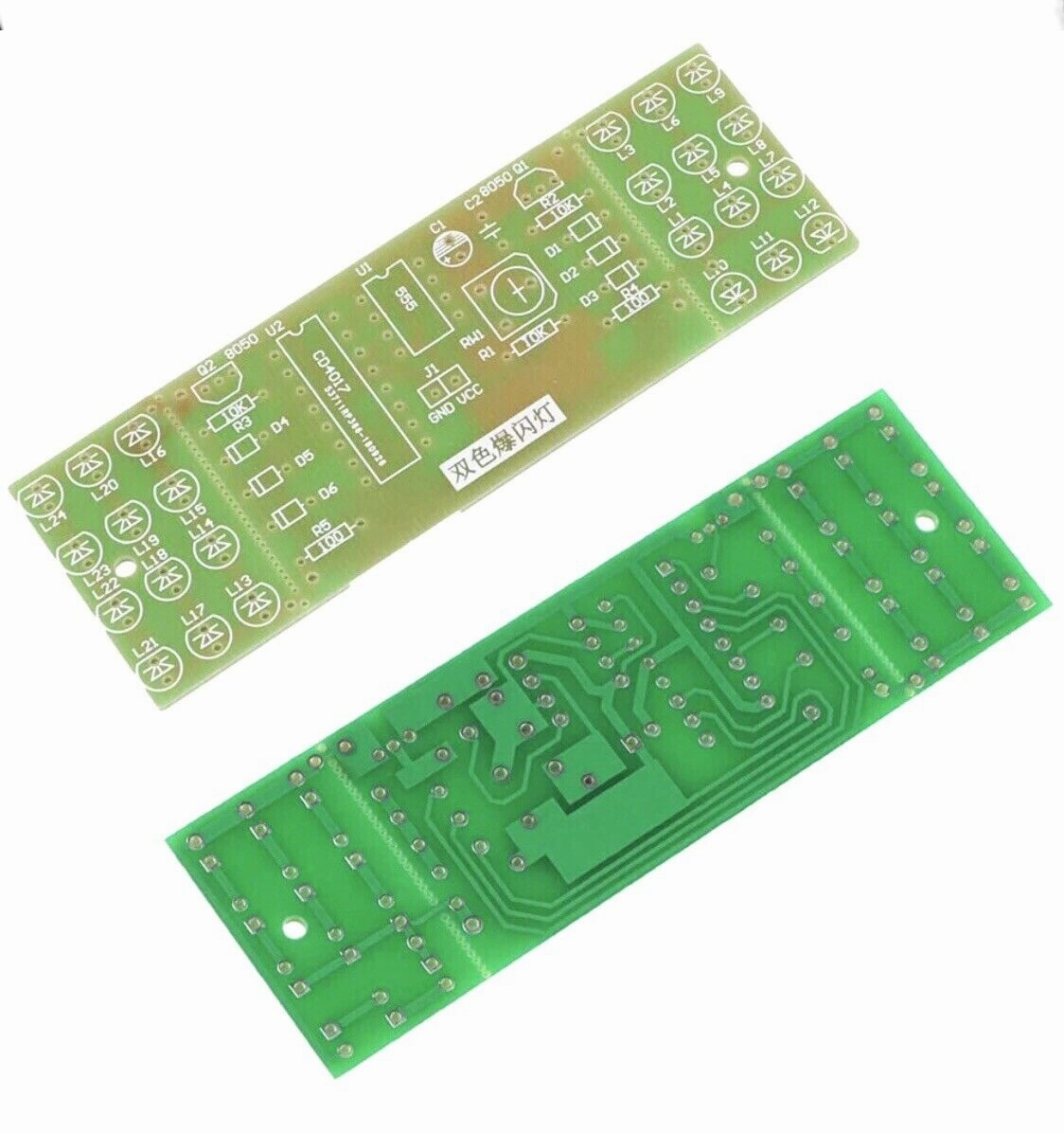 2PC DIY Practice Soldering Red Blue Colour NE555   CD4017 Flashing Light Kit DIY