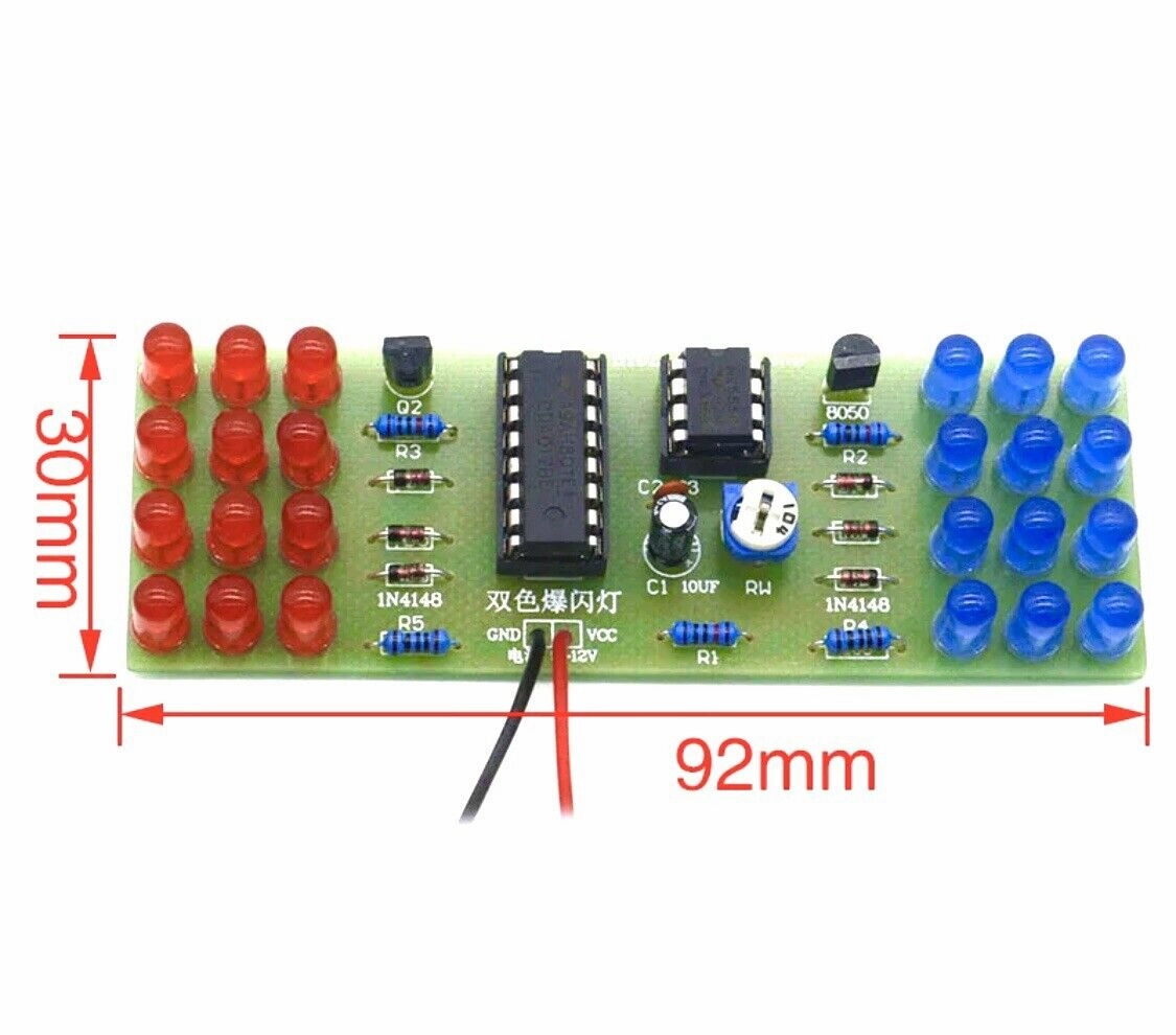 2PC DIY Practice Soldering Red Blue Colour NE555   CD4017 Flashing Light Kit DIY