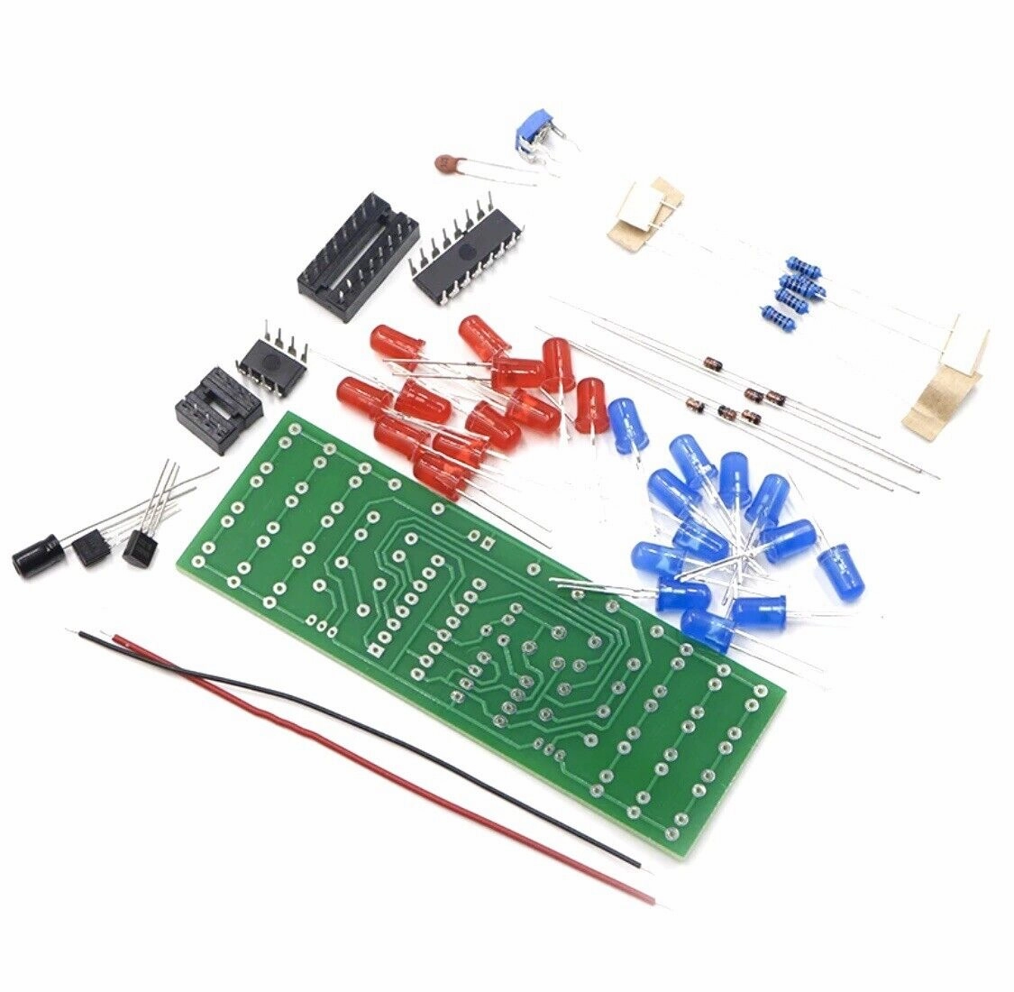 2PC DIY Practice Soldering Red Blue Colour NE555   CD4017 Flashing Light Kit DIY