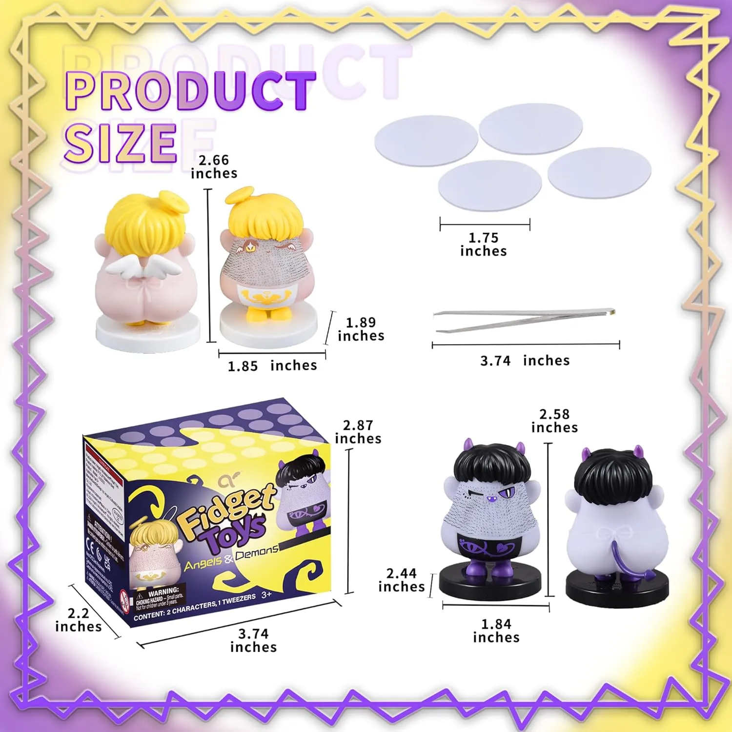 2PCS Angels and Demons Hair Plucking Fidget Toys,Shaking Bobblehead Dashboard Car Decor Car Accessories,Stress Relief Picking Toys as Halloween Party Favors Valentines Christmas Novelty Gifts